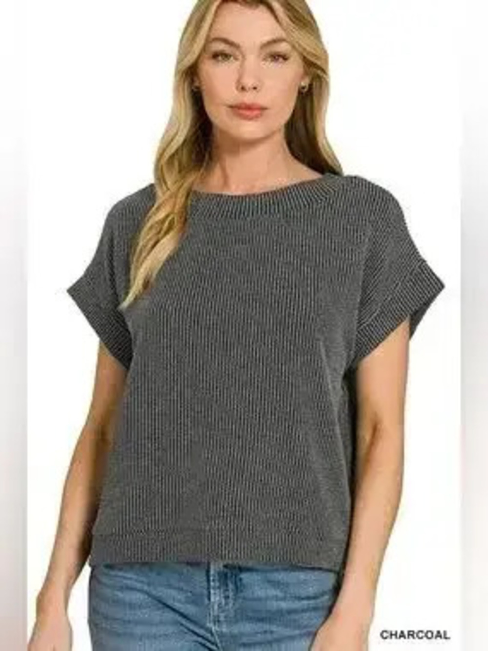 Zenana Raised Rib Cap Sleeve Top - Picture 1 of 4